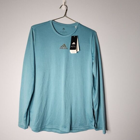 adidas Women Creator Climalite Long Sleeve Crew Neck Tee Blue Size L NWT Running - Picture 1 of 7